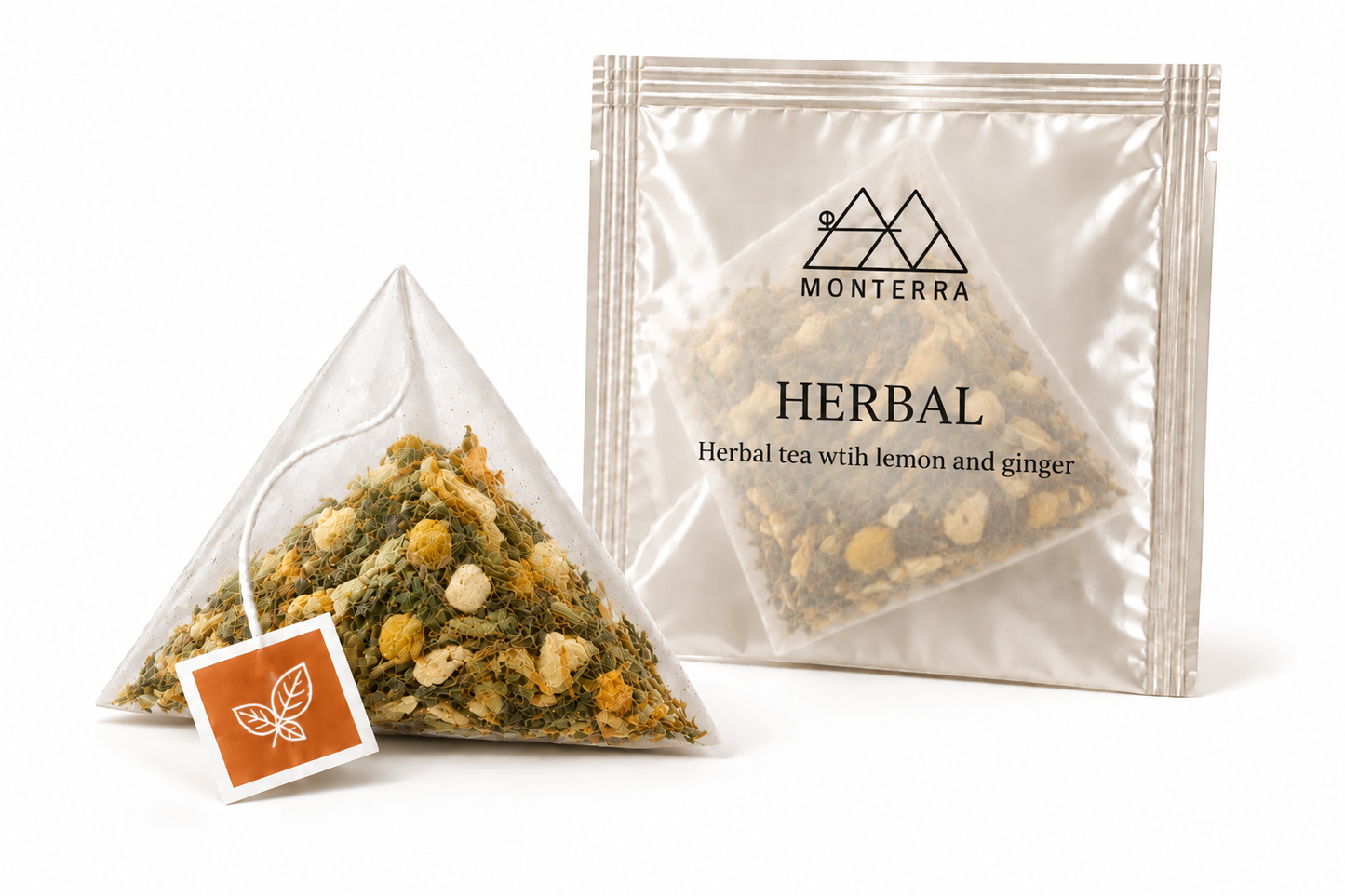 Herbal Tea with Lemon & Ginger | 15 Pyramid Tea Bags