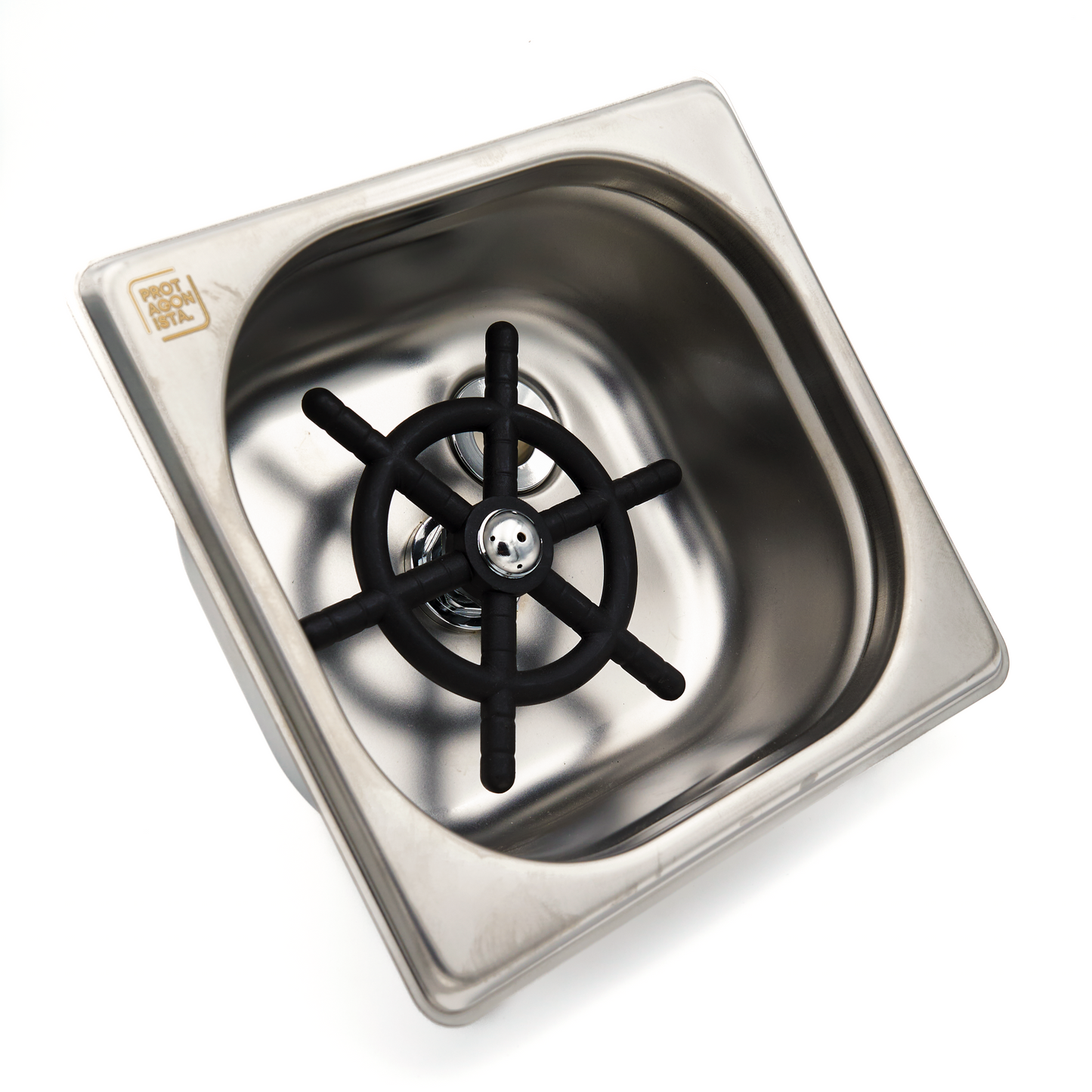 Stainless steel sink with black central drain Pantzi Distributors  Cyprus