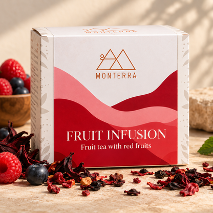 monterra fruit infusion with red fruits tea bags. Pantzi Distributors. Cyprus. Limassol